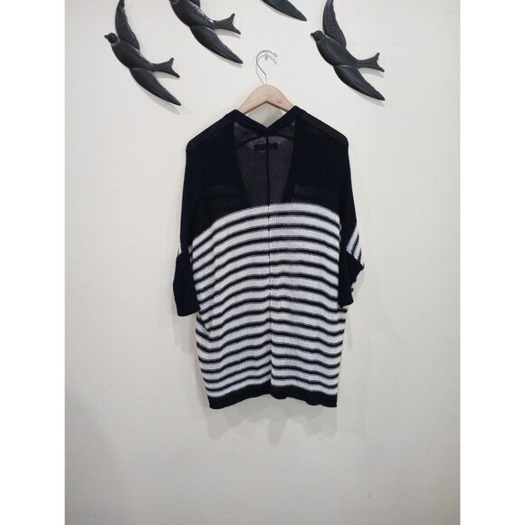 Velvet By Graham & Spencer Navy & White Striped Knit Oversize Cardigan Shrug - S - Picture 6 of 8